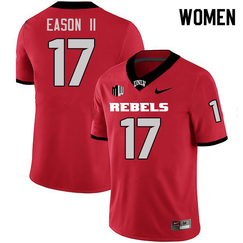 Women #17 Nijrell Eason II UNLV Rebels College Football Jerseys Stitched-Scarlet